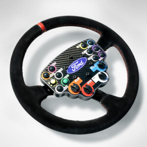 Ford WRC style carbon fiber racing hub with control buttons