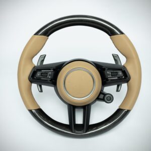 Porsche 992 911 steering wheel beige leather and carbon fiber
