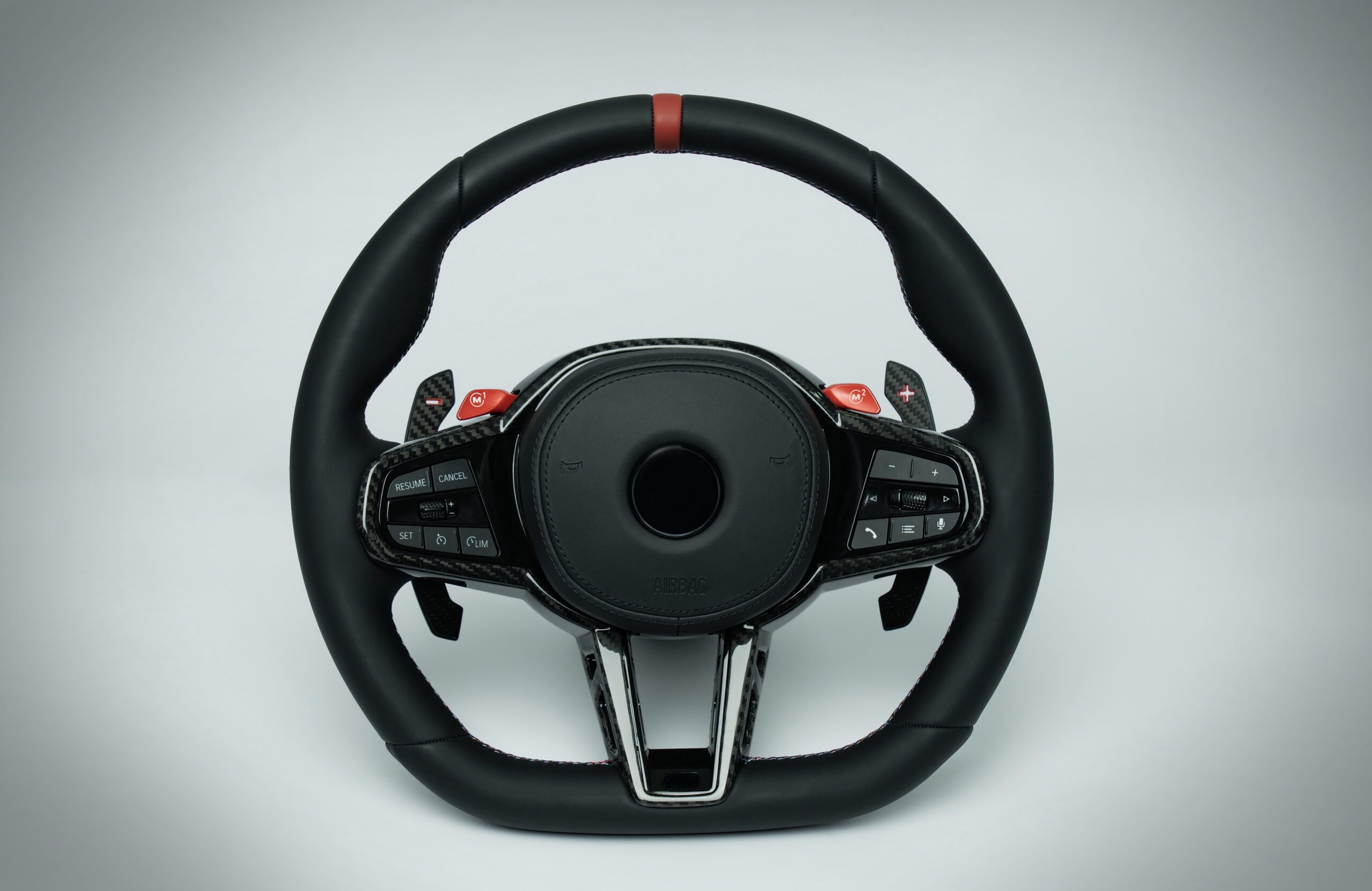 BMW G series steering wheel with carbon fiber inner trim & Red M button