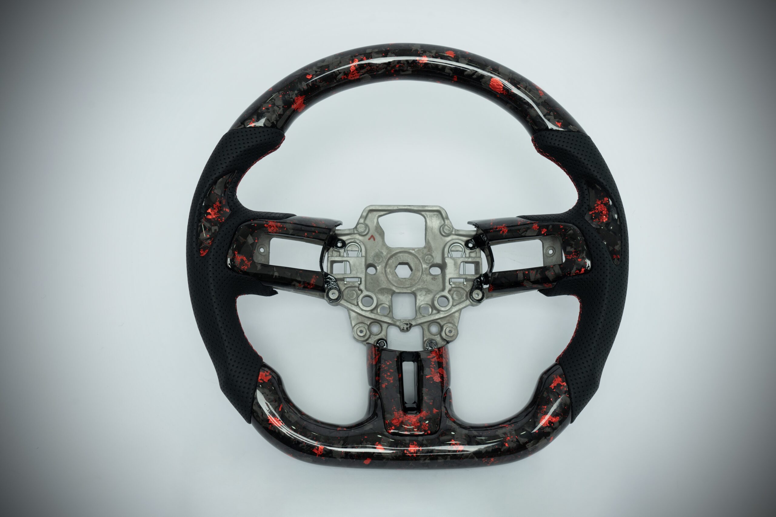 Ford Mustang forged carbon fiber steering wheel with red accents 2015-2023