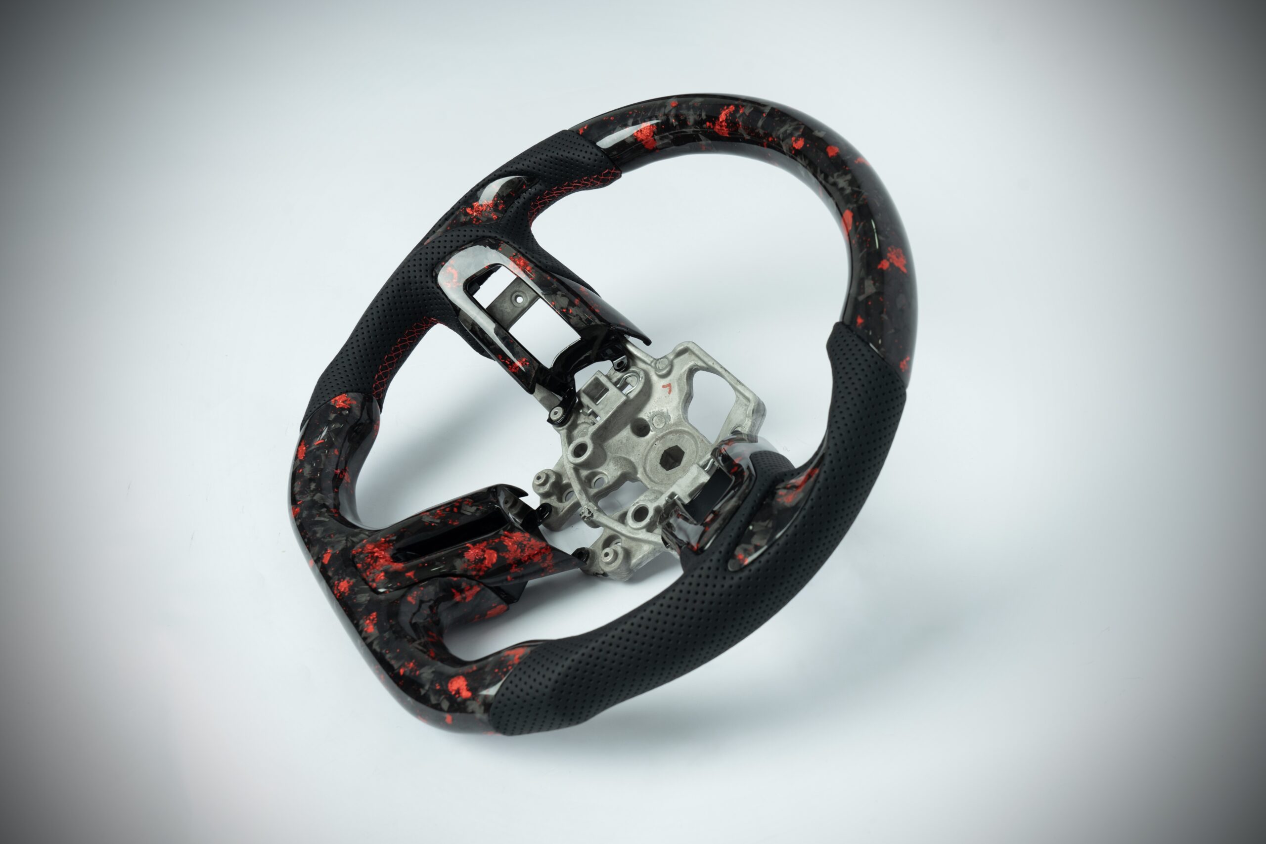 Ford Mustang forged carbon fiber steering wheel with red accents 2015-2023 - Image 3