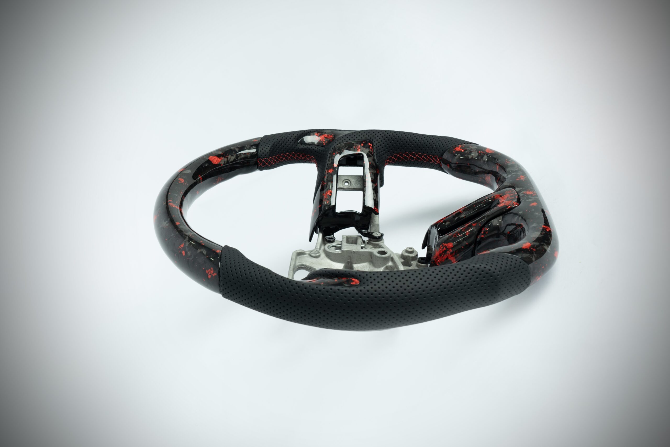 Ford Mustang forged carbon fiber steering wheel with red accents 2015-2023 - Image 2