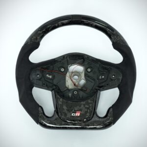 Mk5 A90 Supra forged carbon fiber steering wheel with suede grip and LED shift light