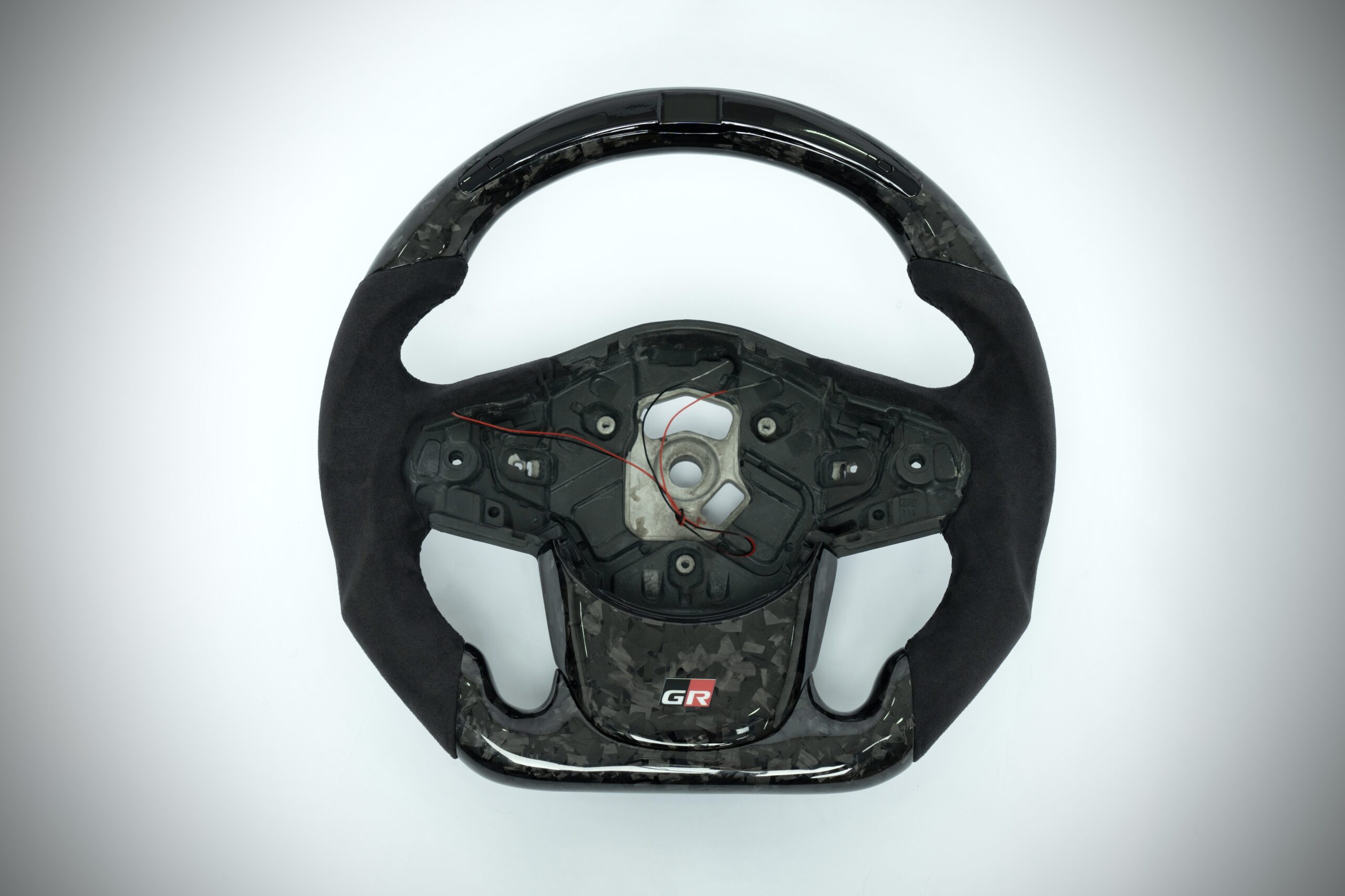 Mk5 A90 Supra forged carbon fiber steering wheel with suede grip and LED shift light