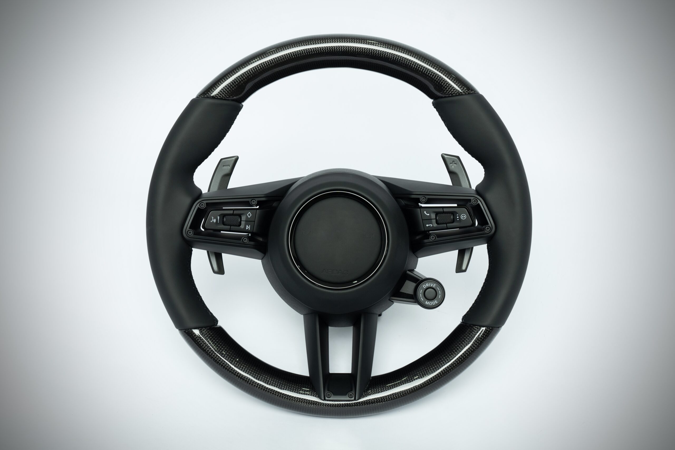 Porsche 992 911 steering wheel black leather and carbon fiber