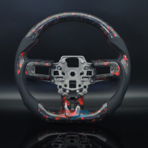 Ford Mustang 2015-23 forged carbon fiber steering wheel with red accents
