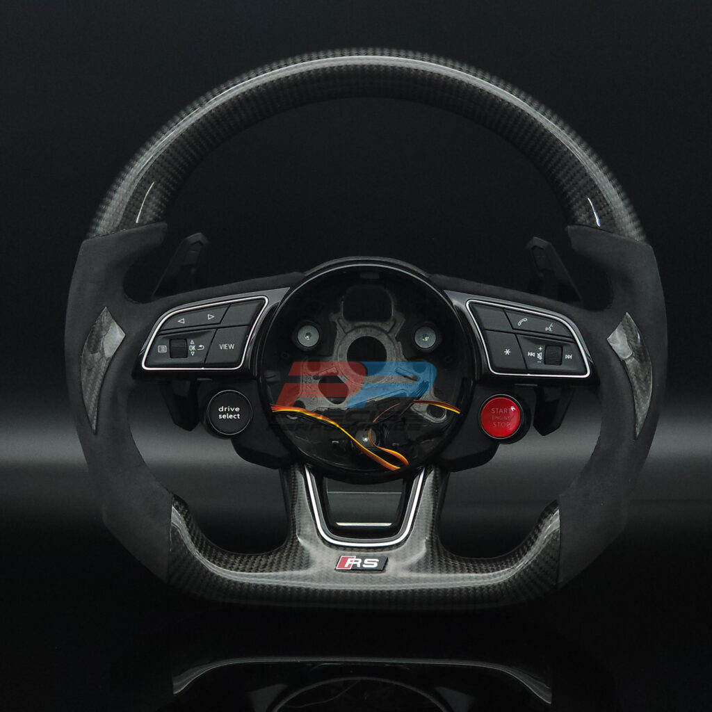 Audi carbon fiber flat bottom steering wheel with suede grip