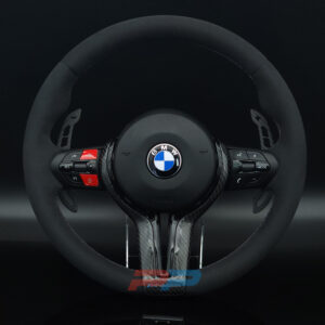BMW F chassis 2, 3, 4, X1, X2, X3, X4, X5, X6 suede steering wheel with carbon trim