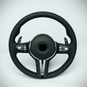 BMW E chassis 1, 3, X1, X5, X6, Z4 to F chassis OEM style steering wheel with M color stiching