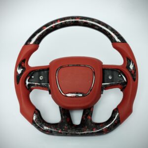 Dodge 2015-23 Challenger/Charger forged carbon fiber steering wheel with red accents