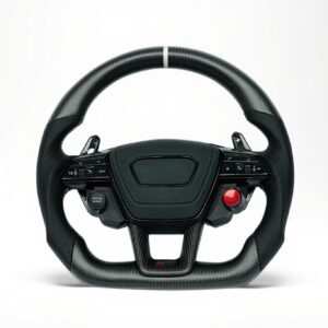 Audi carbon fiber flat bottom steering wheel with suede grip