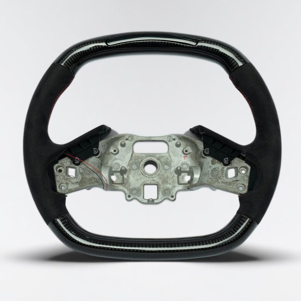 C8 Corvette 2020+ carbon fiber steering wheel with suede grip and LED shift light