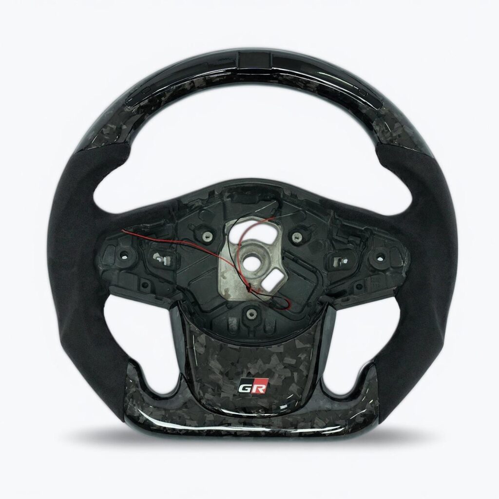 Mk5 A90 Supra forged carbon fiber steering wheel with suede grip and LED shift light
