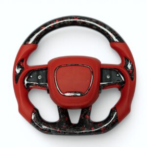 Dodge 2015-23 Challenger/Charger forged carbon fiber steering wheel with red accents