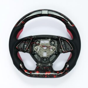 Chevy Camaro 2016-24 forged carbon fiber steering wheel with red accents