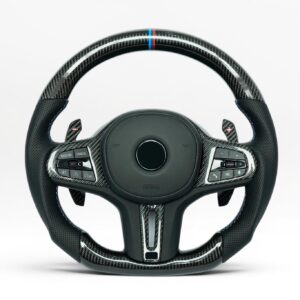BMW G chassis 3, 4, 5, 7, X3, X4, X5, X6 carbon fiber steering wheel with carbon trim and M colored center marker