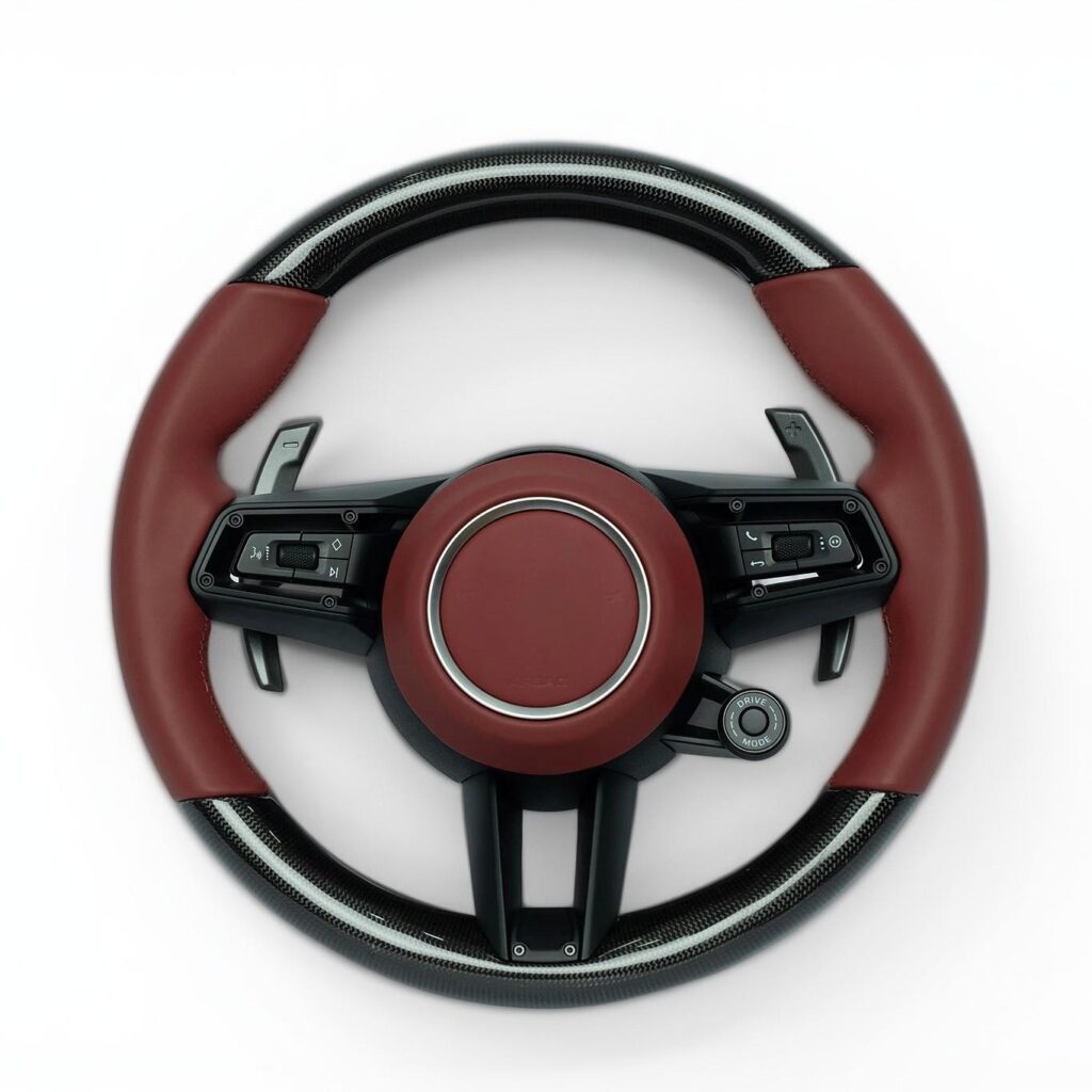 992 Style, Porsche Panamera (970) , 911 (991.1) , Boxster (987.2 981) , Cayman (981) ,Cayenne (958) steering wheel black leather and carbon fiber