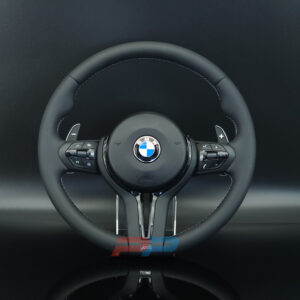 BMW F chassis 2, 3, 4, X1, X2, X3, X4, X5, X6 OEM replacement leather steering wheel with M color stiching