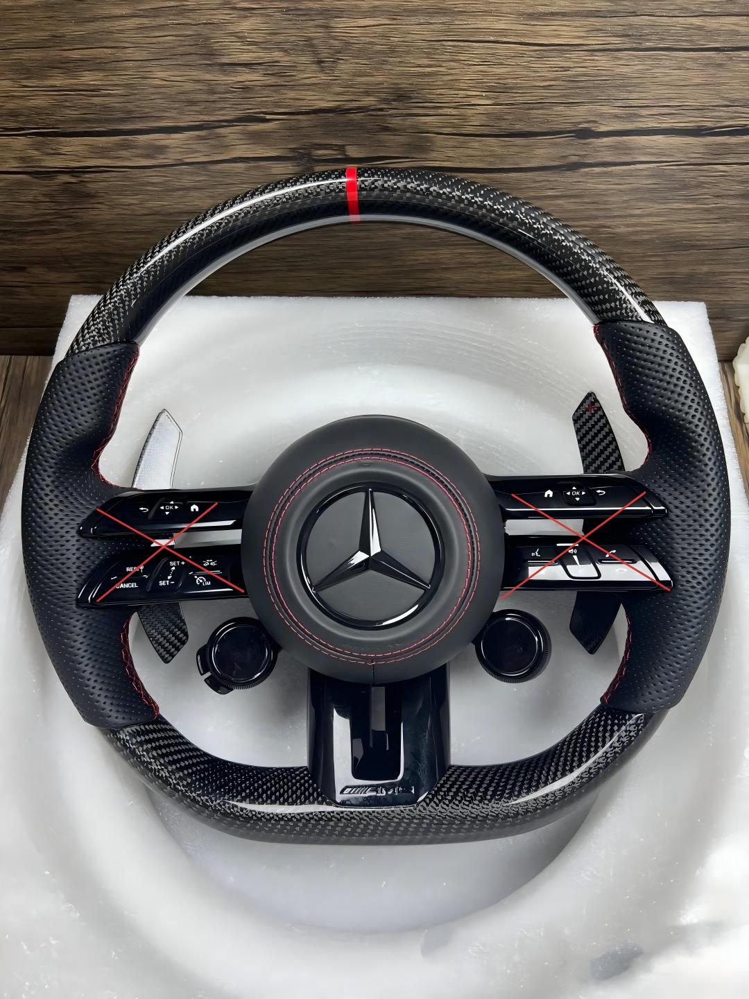 Deposite 575$,total price 1150$.shipping Include. 2021 gle63s(Carbon fiber top and buttom,Smooth leather grip,OEM dynamic buttons,RED stitching,black logo,black trim,short carbon fiber paddle shifter)