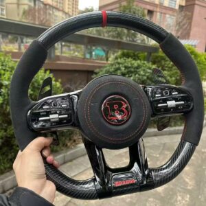 2018 GLE43 AMG (809AMG Barbus Steering wheel,carbon fiber+Suede grip,Vibrate,suede airbag cover, red stitching and center strip.Barbus logo)